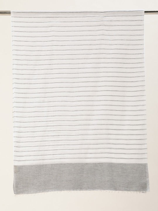 Handwoven Monochrome Lined Cotton Scarf