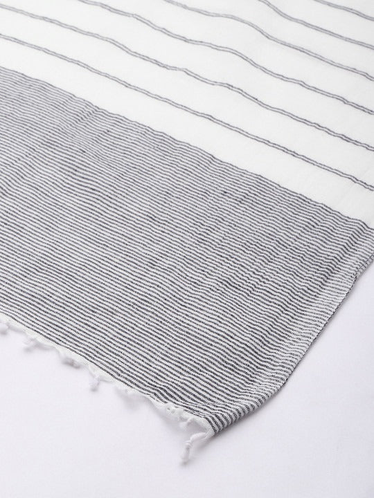Handwoven Monochrome Lined Cotton Scarf